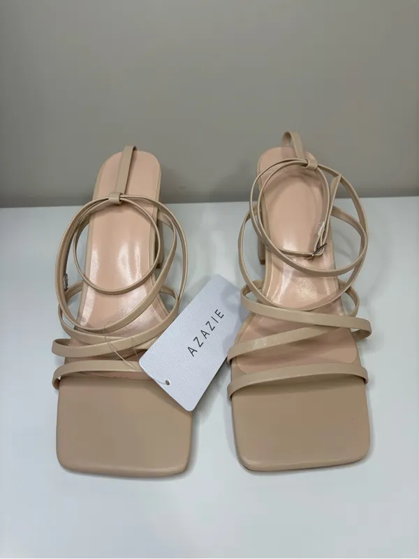 Azazie Cross Strappy Ankle Strap Heels - Image 2