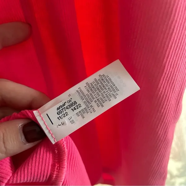 Aerie Ribbed Corset Bodycon Mini Dress‎ in Hot Pink Neon Size M - Image 8