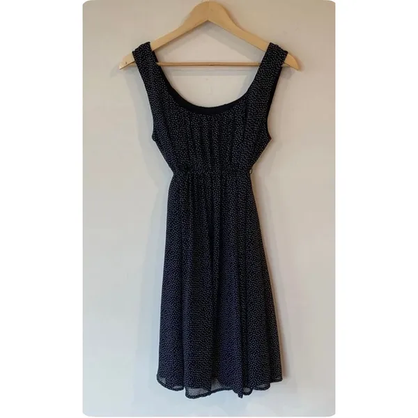 EMMA & MICHELE Black & White Polka Dot sleeveless above knee dress Size 8P retro - Image 2