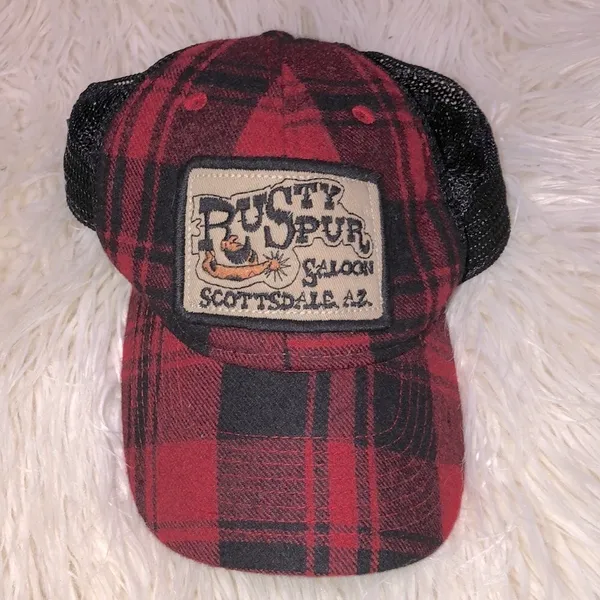 Rusty Spur Saloon Scottsdale Arizona red and black western hat mesh back - Image 2