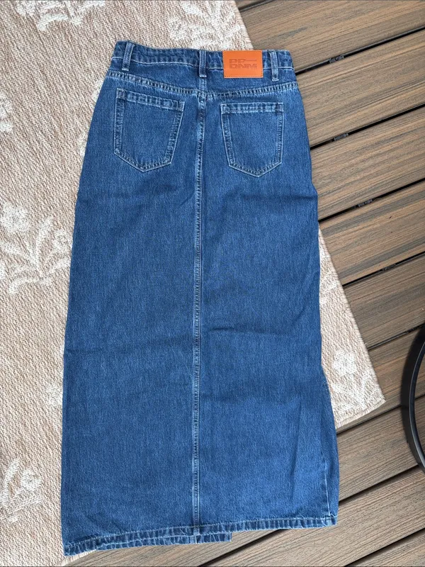 Princess Polly Blue High-Rise Straight Leg Denim Skirt - Image 3