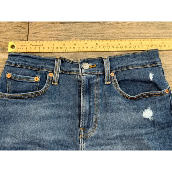 Levis High Rise Jean Shorts Size‎ 28 Distressed Cut Off Denim Micro Mini Bootie - Image 6