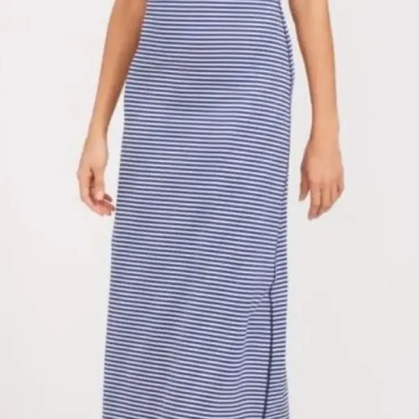 J McLaughlin Dress Women's‎ Maxi Casual Travel Striped Stretch Blue White Small - Image 3