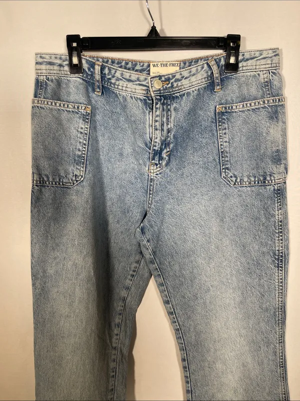 FREE PEOPLE IZZY FLARE JEAN BLUE 31 - Image 3