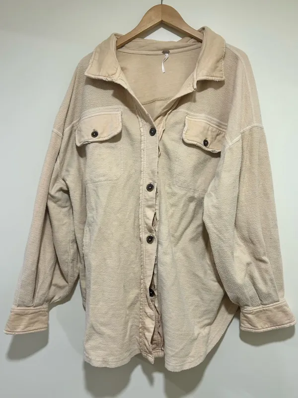 Free People Ruby Fleece Oversized Shacket in Tan Size Large - Image 2