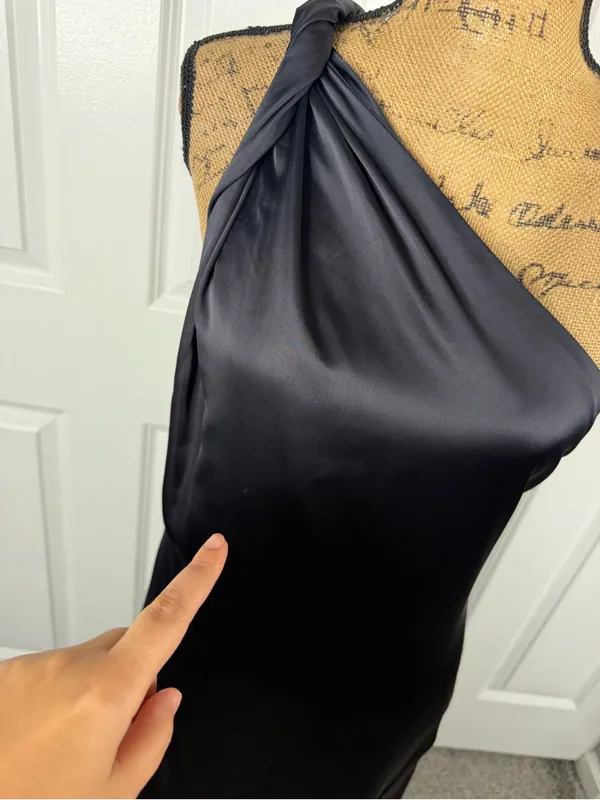 Free People Black Satin One Shoulder Maxi Dress Size 12 Formal Gown - Image 11
