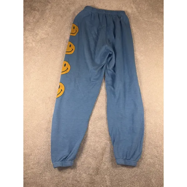Aviator Nation Jogger Sweatpants Blue Smiley Face Women's Medium Happy ** - Image 13