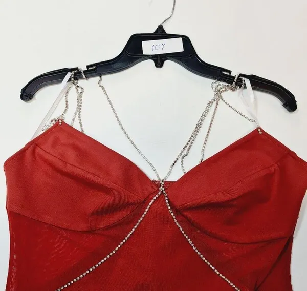 Superdown Jaxie Diamond Mini Dress in Rust XL - Image 13