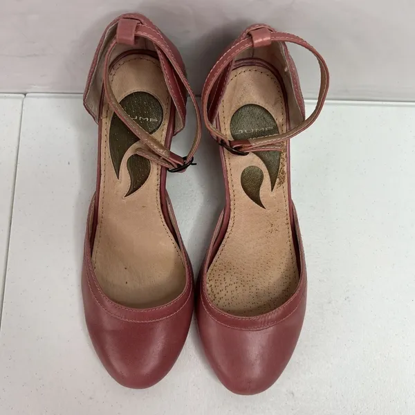 JUMP 7.5 Bayke Pink Leather Ankle Strap Cone Heel dOrsay Pumps Retro Style - Image 6