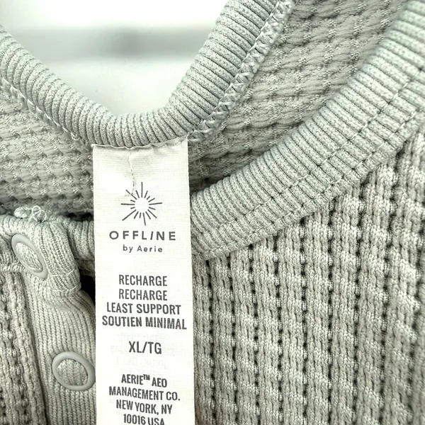 Offline by Aerie Size XL‎ Gray Waffle Knit Pullover Bra Crop Top Snap Front - Image 4