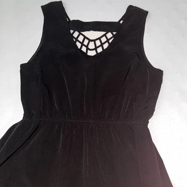 💙 Dots High Low V Neck Dress Black Size M - Image 4