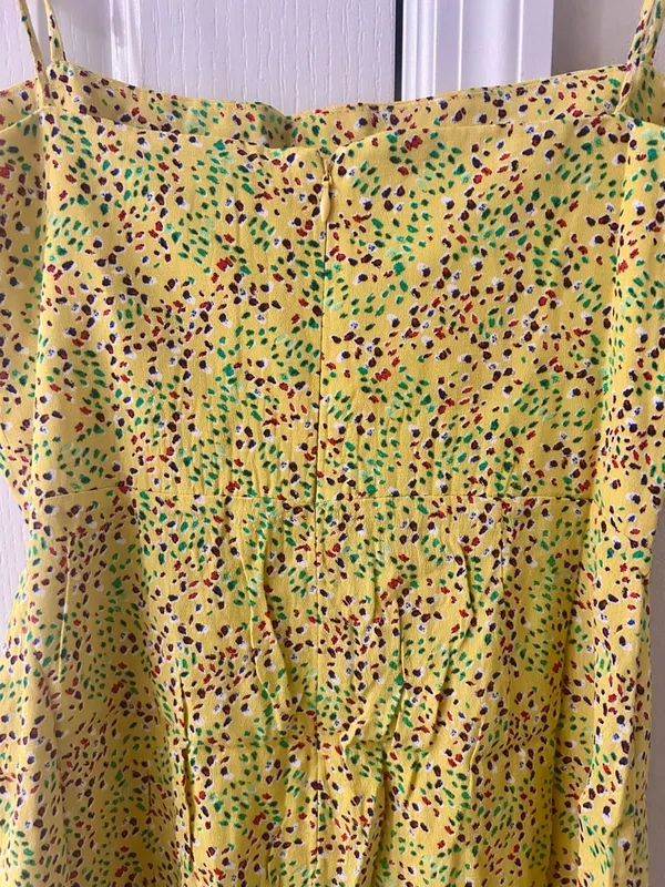 Olivaceous Yellow Multicolor Speckled Tie-Detail Dress Size Medium - Image 5