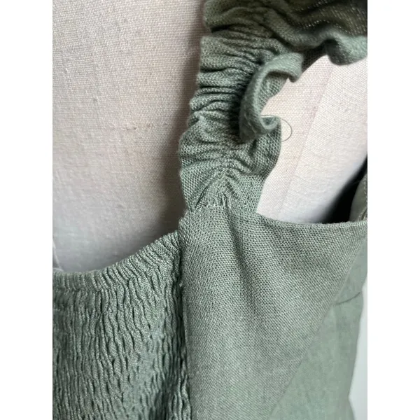 Audrey Parks Francesca's Sage Green Linen Blend Midi Dress‎ Size XL - Image 10