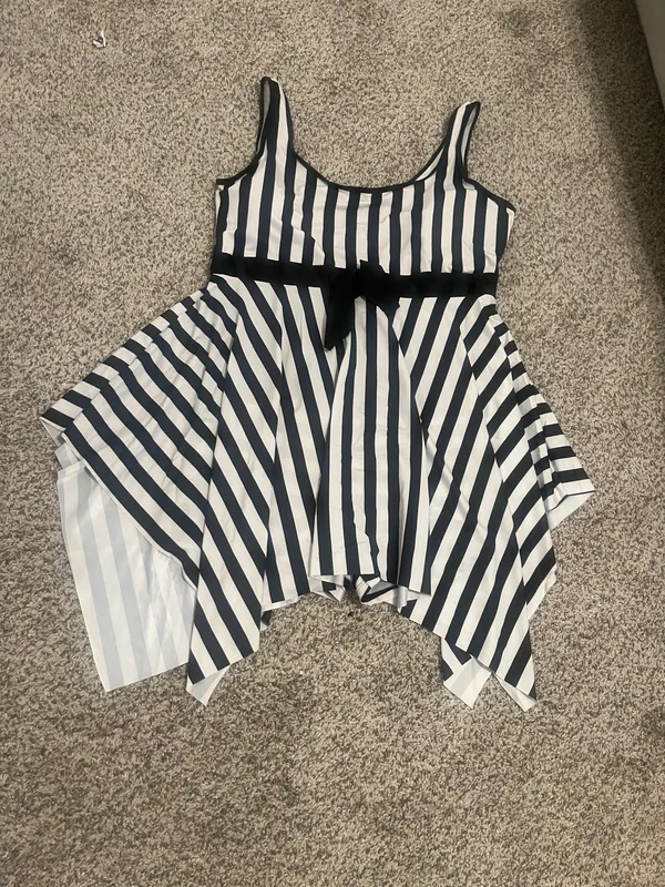 Blooming Swimsuit Swimwear Women Stripes Bathing Suit Bow Belted Beach Wear High Waisted Monokini Swim Wear - Image 3