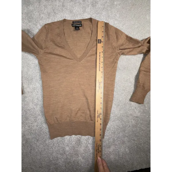 CLUB MONOCO ~ Xs ~‎ Brown 100% Extra Fine Italian Merino Wool Sweater - Image 5