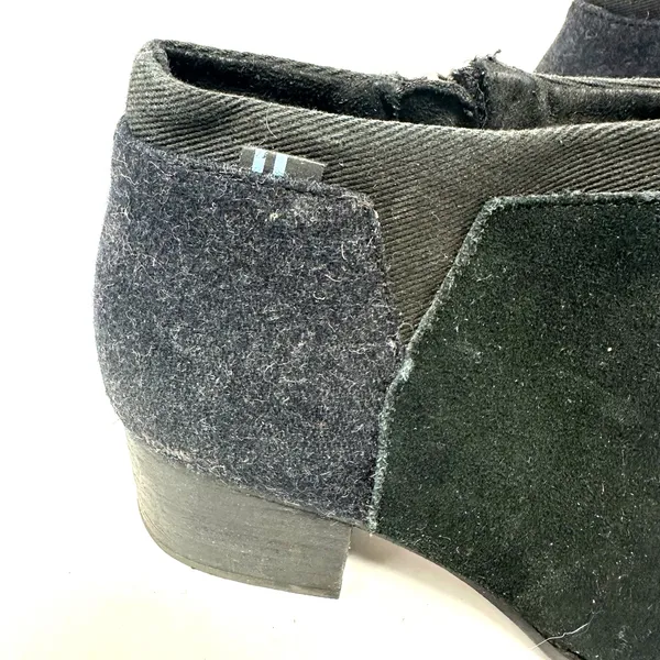 Toms Size 6.5 Boots Black 2"‎ Heel Side Zip Pointed Toe Leather Suede Workwear - Image 5