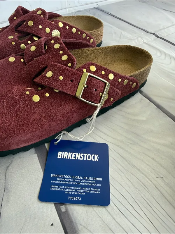 Birkenstock Boston Rivet Border Suede Clog in Zinfandel - US L7 M5 / EUR 38 - Image 3