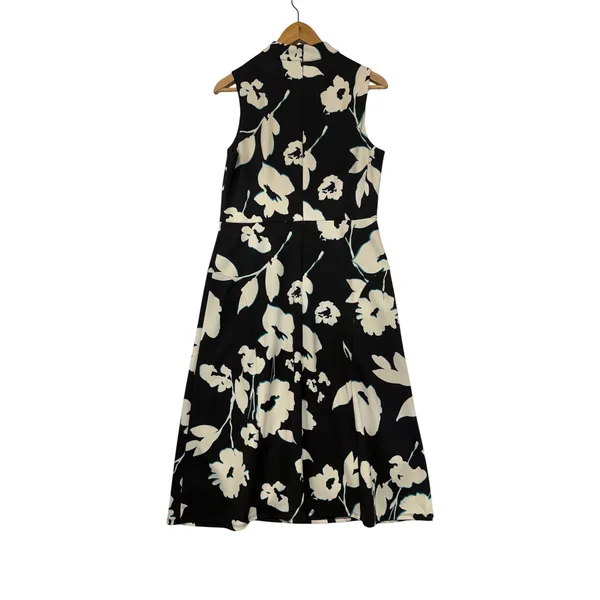 Maggy‎ London Womens Floral Mock Neck Sleeveless Midi Dress Black White Size 10 - Image 10
