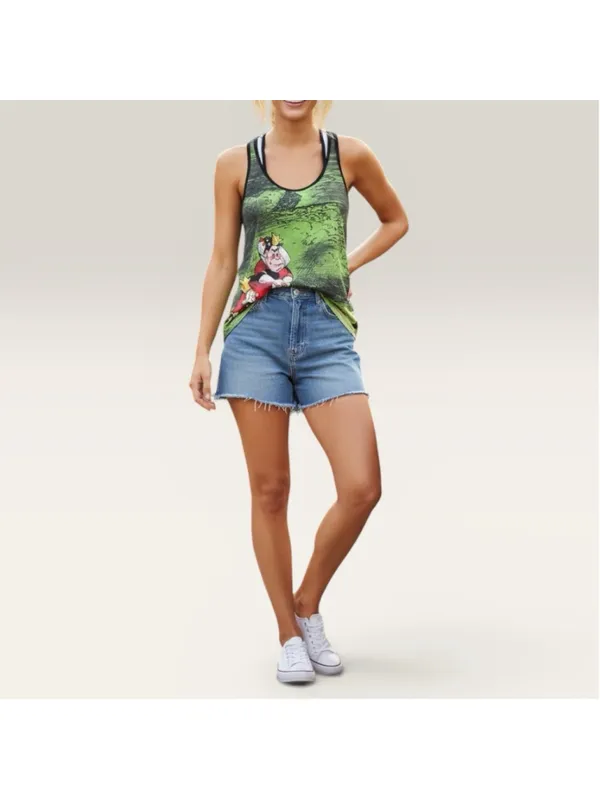 Disney Queen of Hearts Tank Top Size M Green Black - Image 6