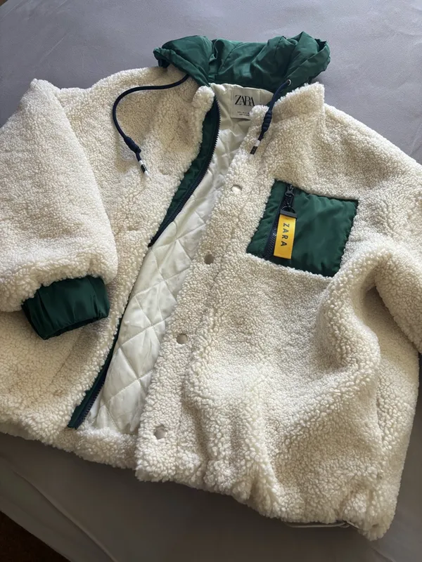 Zara White Sherpa Jacket - Image 2