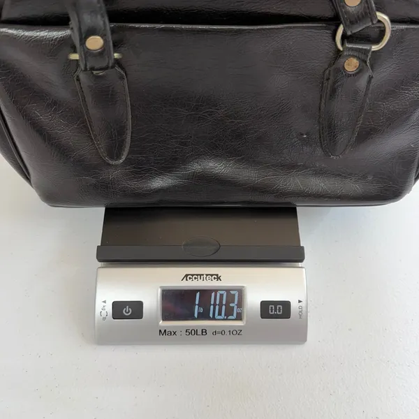 Faux leather‎ black double handle hobo bag purse zip multi compartment shoulder - Image 10
