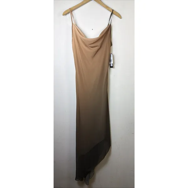 Bebe ombre Gold Boho Midi Sleeveless wedding guest Flowy Resort Dress small NWT - Image 5
