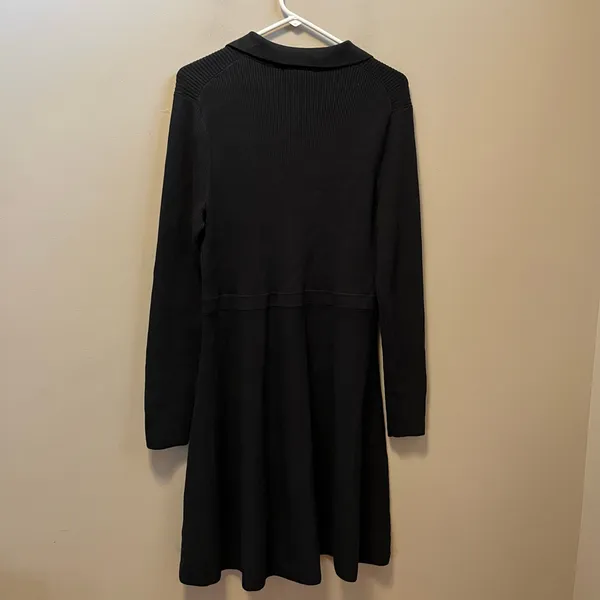 Boden Womens Ribbed Knit‎ Mini Dress Sz 14 R Black Wool Cotton Fit & Flare New - Image 5