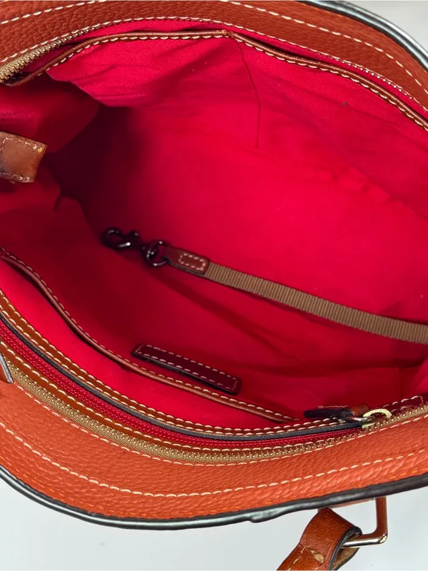 Dooney & Bourke Lexington Small Shopper Tote Bag Pebble Leather Carmel Brown - Image 8