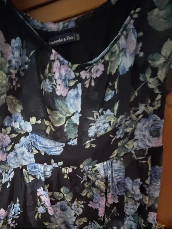 Abercrombie High Low Summer Dress Blue Floral size XL - Image 2