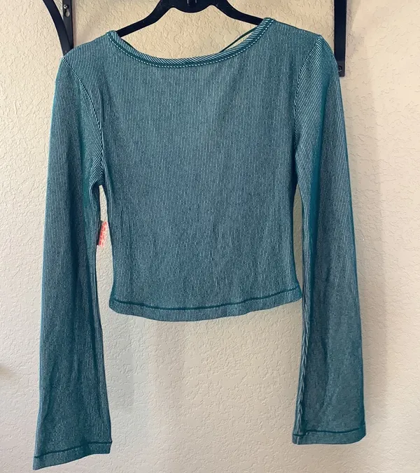 Free People Movement green striped soft top - Image 2