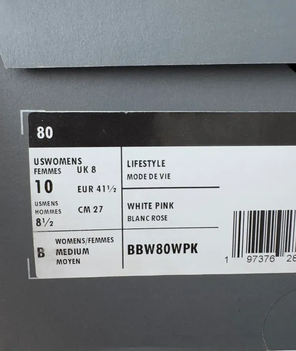 New Balance BB80 Low-Top Leather Sneakers, White/Pink Rose, Size 10/EU41.5 - Image 9