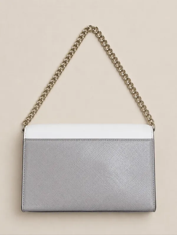 Kate Spade Carson Shoulder Bag Colorblock White Grey Saffiano Leather Minimalist - Image 2