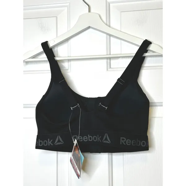 Reebok Sports Bra Medium Black NWT Front Zip Molded Cup Pro-Series - Image 3