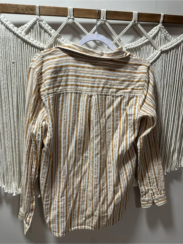 Lucky Brand Cream and Brown Striped Button-Down Shirt - Image 2