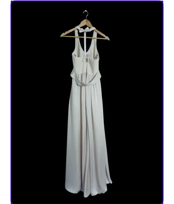 White by Vera Wang Champagne Halter Maxi Dress - Image 3