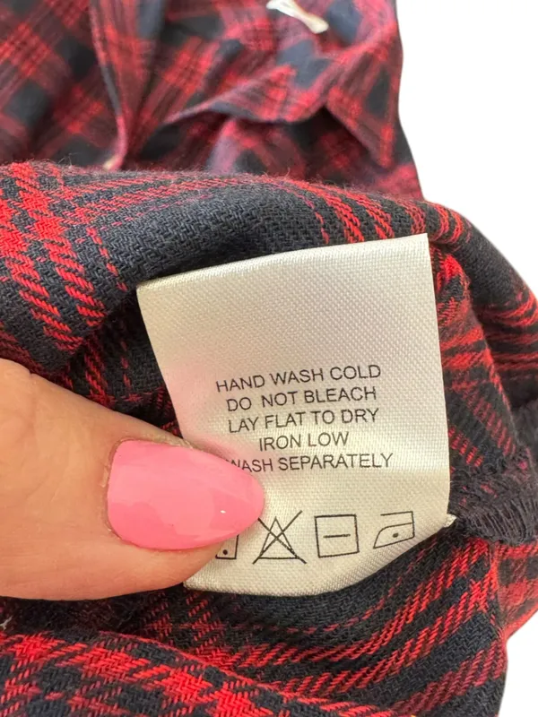 Superdown x Revolve - NWT Audriana Oversized Flannel Top Red Navy Plaid Sz S - Image 8