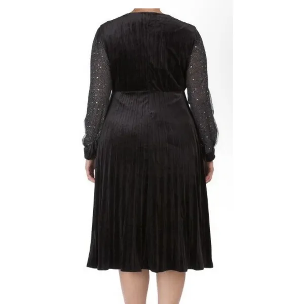 Dalia MacPhee Black Velvet Dress Size 1X Surplice Sheer Celestial Whimsy goth - Image 2