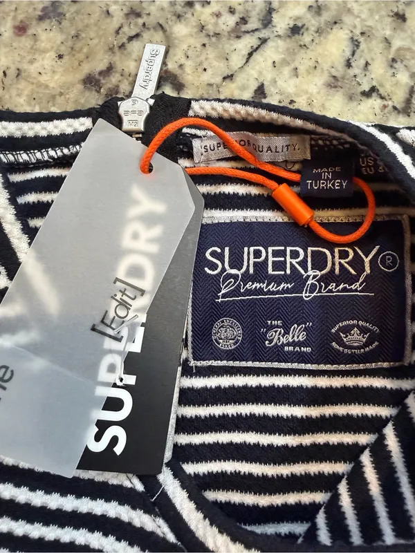 Superdry Navy and White Striped Mini Dress - Image 4