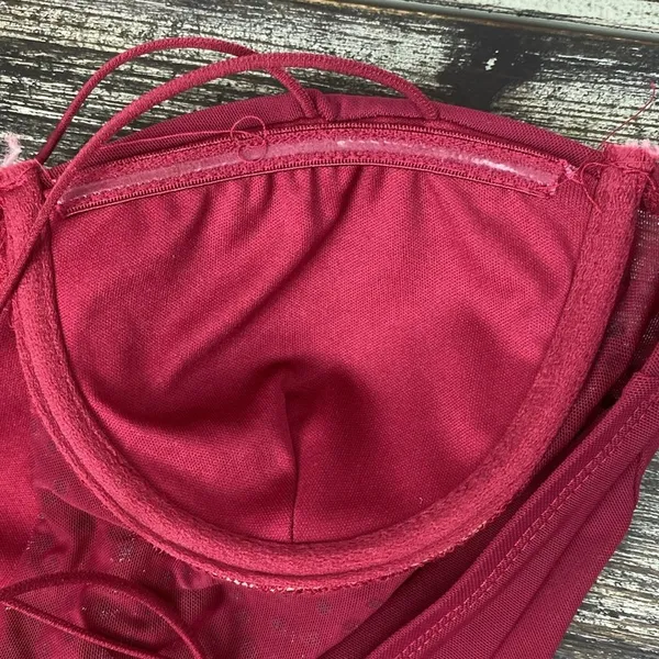 Haute Monde Burgundy Red Rhinestone Embellished Body Suit NEW M - Image 4