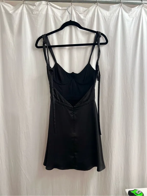 For Love & Lemons Black Mini Slip Dress with Bust Tie - Image 3