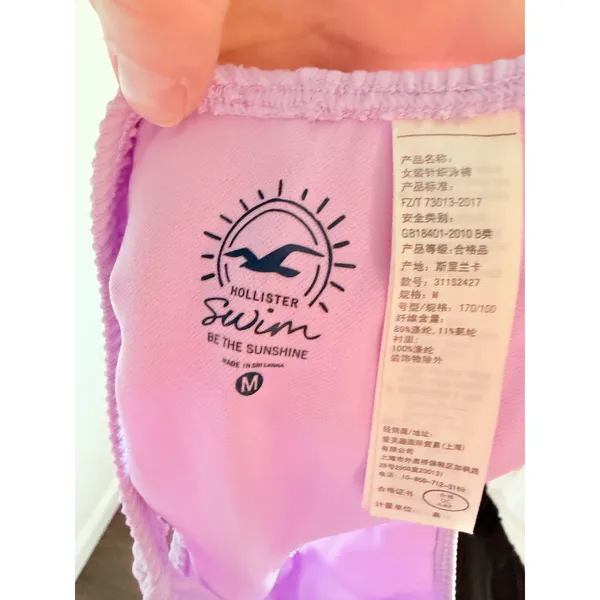 Hollister Swim Lavender Ribbed Triangle Bikini Set Purple Gold Clasp Medium - Image 5