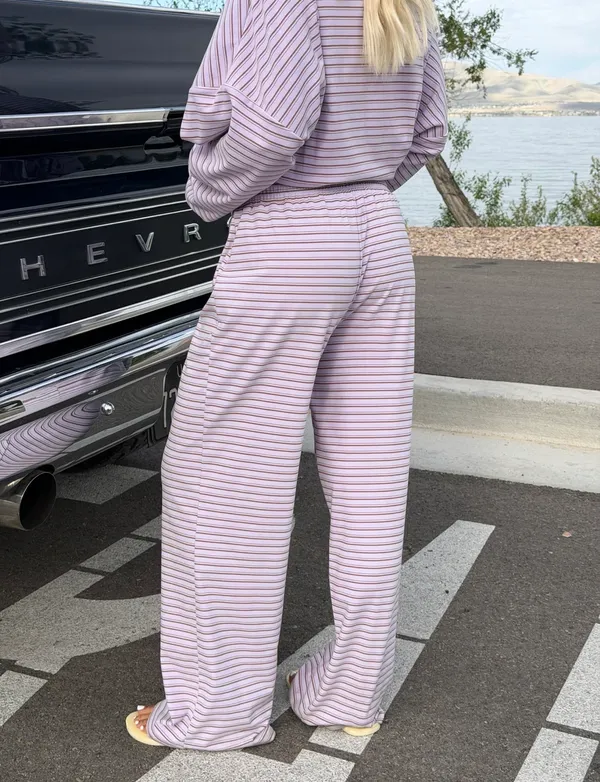 Purple Striped Fleece Set Size L - Image 2