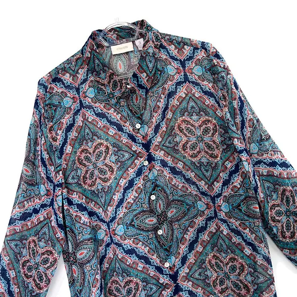 Chico’s Mosaic Print Resort Button Front Blouse - Image 3