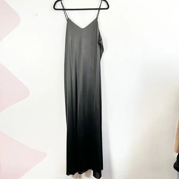 VTG 90s Nylon Slip Maxi Dress Sz‎ Large Black Mesh Whimsigoth Dark Fairy - Image 3