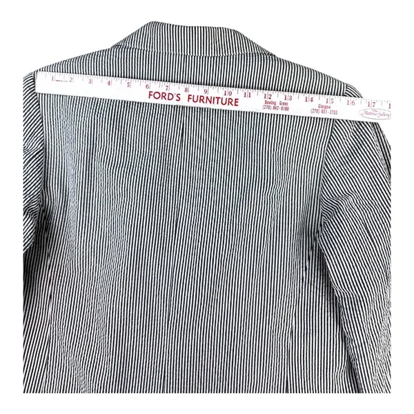 Pendleton Womens Gray White Seersucker Striped One Button Blazer Jacket M Summer - Image 7