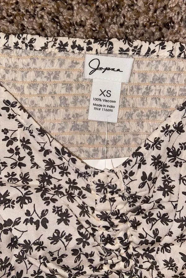 Japna White And Black Patterned Blouse Cinch Top - Image 2