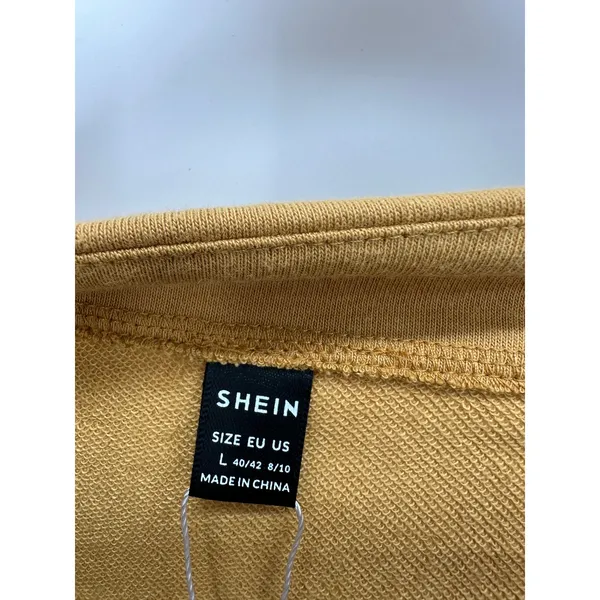 Shein‎ Womens Large Mustard Yellow Oversized Boho Cut Out Twist Back Sweatshirt - Image 4