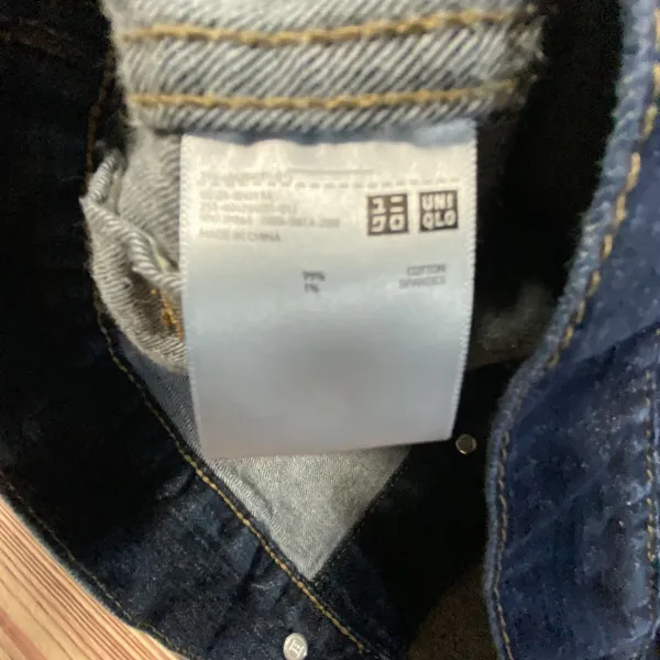 Uniqlo Jean Jacket Womens S Dark Blue Denim Long Sleeve Pockets Casual Cotton - Image 7