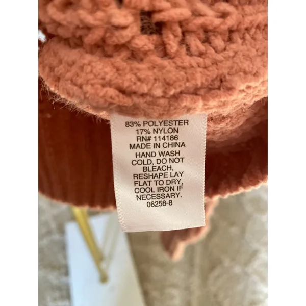 Arizona Jeans Chunky Knit Cropped Cardigan Cozy Cottagecore Orange Pink L - Image 6