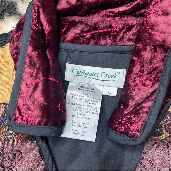 Coldwater Creek Boho Hippie 90s Whimsigoth Colorful Patchwork Collared Vest L - Image 2